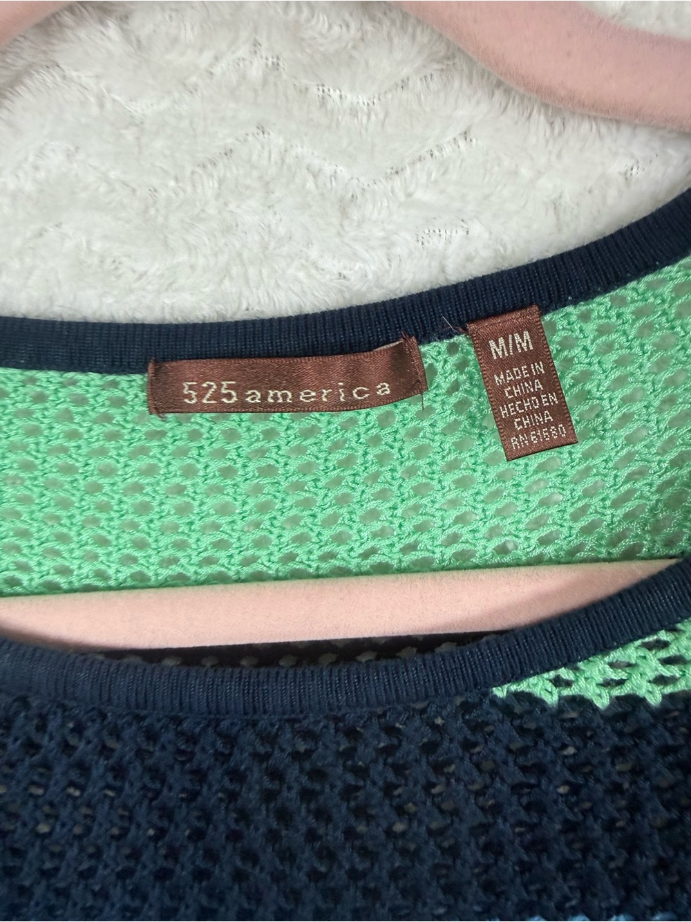 525 America Navy, Light Blue & Mint Open-Knit Stripe Beachy Sweater - Picture 3 of 7